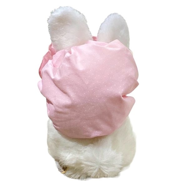 Vintage Applause White Easter Bunny 8" Stuffed Plush - Bonnet Straw Basket Eggs - Picture 7 of 12